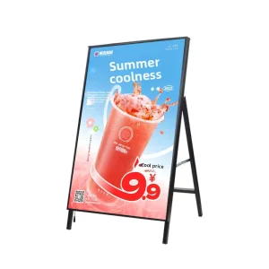 Portable A frame LED Advertising Light Box Folding Aluminum Alloy LED Sidewalk Sign for Ice Cream Shop Menu Board