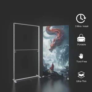 Portable Aluminum SEG Fabric Backdrop Display LED Lit Backlit Light Box Tool Free Setup Customizable Square Design