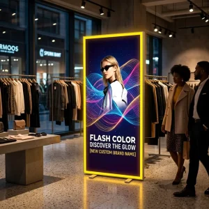 Portable LED Light Box with Remote Control 2.5M Extra Large Advertising Banner Stand with Flashing Frame for Retail
