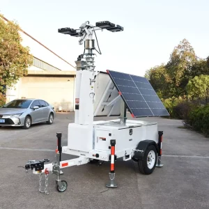 Portable LED Solar Light Tower with Battery Bank Mobile Emergency Lighting System for Mining Sites and Landscape DC Power Supply