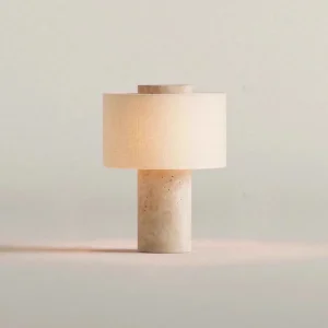 Portable Rechargeable Dimmable LED Desk Light for Bedside Touch Natural Marble Cordless Stone Table Lamp