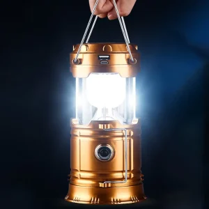 Portable Solar Camping Light Emergency Power Bank Rechargeable Outdoor Hiking Retractable Lantern Tent Night Light