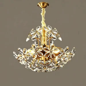 Post Modern Luxury Gold Crystal LED Chandelier High Brightness Warm White French Design Adjustable Height Hotel Pendant