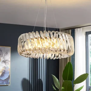Post modern Light Luxury Villa Restaurant Bedroom Glass Pendant Light Creative Round LED Crystal Chandelier