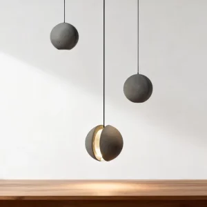 Postmodern Concrete Style LED Pendant Light Small Ceiling Hanging Sphere Design for Dining Room Living Room