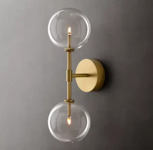 Postmodern Double Globe Round Hotel Interior Decoration Glass Led Wall Lamps Indoor Living Room Bedside Wall Lighting