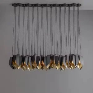 Postmodern Large Hotel Project Black Chandelier for Villa Decoration Hanging Light Lobby Entrance Industrial Liner Pendant Light