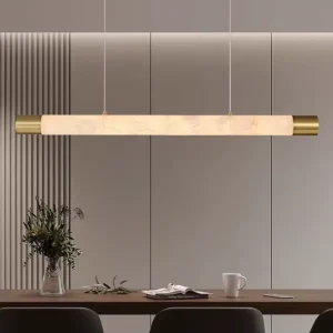 Postmodern Light Luxury Long Alabaster Chandelier Designer Pendant Light for Villa Dining Table Study and Living Room