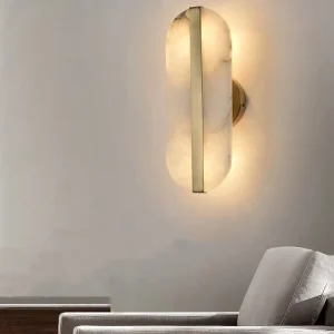 Postmodern Light Luxury Metal Alabaster Wall Lamp Creative Sconce for Living Room Background Wall Bedroom Bedside & Study Decor