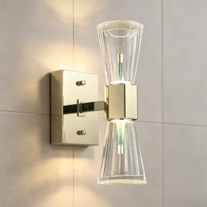 Postmodern Luxury Gold Stainless Steel Wall Lamp Round Glass LED Bed Wall Lamp