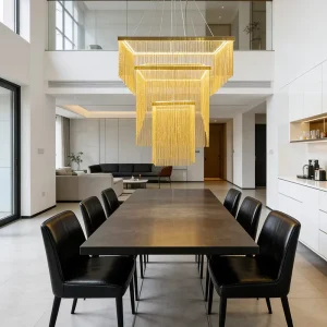 Postmodern Nordic Art Creative Pendant Light Modern Luxury Wedding Wrought Iron Aluminum Tassel Chain Fringe Chandelier