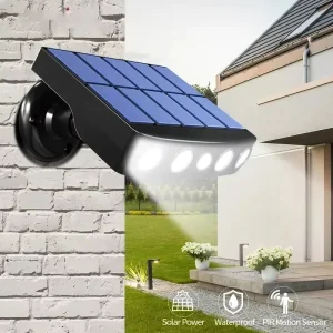 4 LED Solar Wall Lamp IP65 Waterproof Security Light Sensor Motion 3 Modes for Outdoor Garden Street Night Work