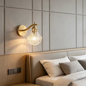 Premium Brass Glass Wall Sconce Modern Surface Mounted Wall Lamps for Bedroom Living Room Bathroom Vanity Home Decor