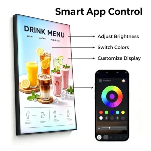 Premium Floor Standing Smart Advertising Light Box Pro with Remote App RGB Color Control for Restaurant Mall Indoor Display