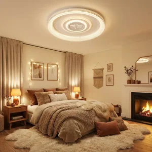 Premium Indoor Ceiling Lamp Elegant Firework Pattern LED Lighting 3-Color Changeable for Master Bedroom Dining Room Warm Fixture