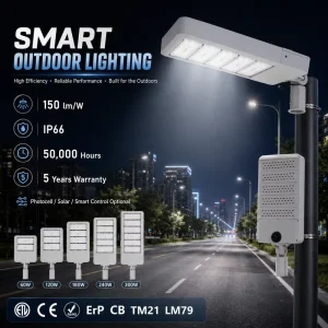 Private Mold AC LED Street Light IP66 Adjustable Smart Control Outdoor Lighting with 5 Year Warranty for Streets & Parks