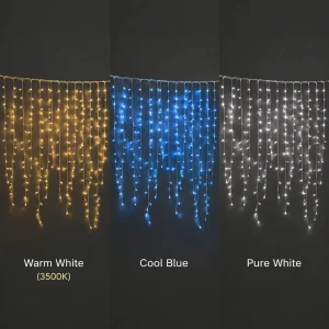 Professional 220V LED Icicle Curtain String Lights IP44 Waterproof Fairy Light for Commercial Christmas Wedding Event Decor