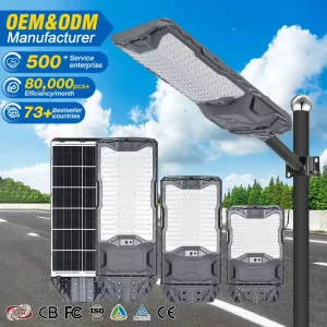 Professional ABS Outdoor Waterproof Ip66 Highway Stadium 100w 200w 300w Integrated All in One Solar Street Lamp