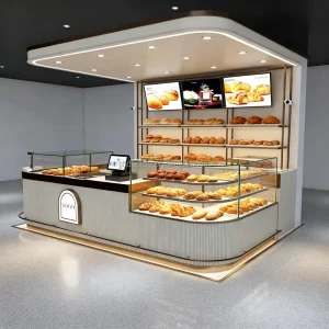 Professional Custom Commercial Beer Coffee Bar Furniture Modern Cafe Shop Counter Showcase Custom Bakery and Dessert Kiosk
