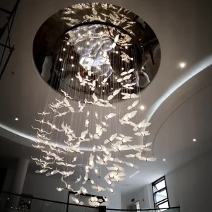 Professional Custom Luxury Glass Crystal Modern Chandelier Pendant Light with Energy Saving Adjustable Height Hotel Use