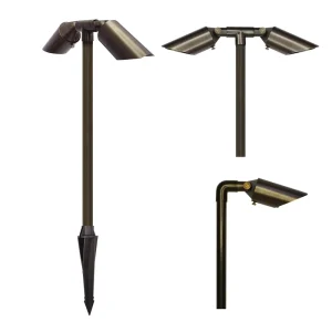 Professional Double Head Brass Spike Light Column Light Smart App Control RGBW Landscape Lighting for Yard