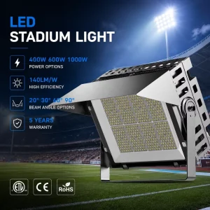 Professional IP65 Outdoor LED Stadium Flood Light 140LM W 20° 30° 60° 90° Beam Angle for Football Court Sports Project Lighting