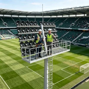 Professional Manufacturer OEM 1000W 30m IP66 140lm W Anti Glare LED High Mast Light Soccer Field Outdoor Lighting
