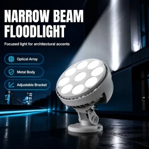 Professional Narrow Beam LED Flood Light 21W 27W RGB RGBW DMX512 Manufacturer IP65 Outdoor Building Facade Project Lighting