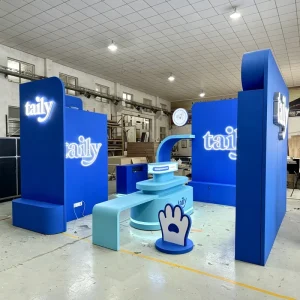 Professional Quick Build Trade Show Booth Light Logo Reusable Modular Wooden Booth 10x20ft Illuminated Custom Fashion Expo Booth