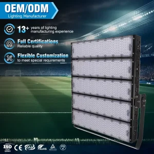Professional Sports Field Stadium Light Ip65 Aluminum PC 100V 277V 250W 500W 750W 1000W 1200W 1500W Smd Led Floodlight