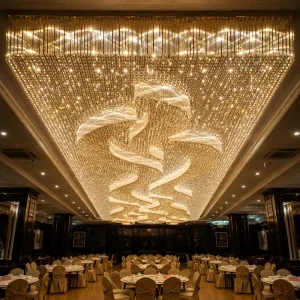Project Lighting Customized Decorative Banquet Hall Hotel Lobby Villa Rectangle Large Luxury LED Chandelier Ceiling Light
