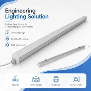 Project Ready LED Tri Proof Light IP65 IK08 Waterproof Linear Fixture for Engineering Contractors