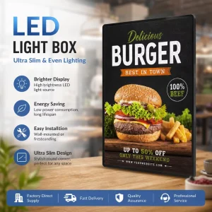 Pull Change Ultra Thin LED Light Box Custom Size Indoor Mall Backlit Advertising Display Light Box