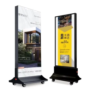 Pulley Mobile Advertising Light Box Outdoor Aluminum Alloy Floor Vertical Double-sided Billboard