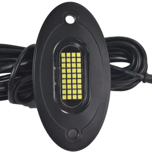 Pure White LED Rock Lights Kit 12V 36LED Pods 6000K IP68 Waterproof Underbody Underglow for Off Road Truck SUV ATV UTV Jeep Boat