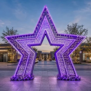 Purple LED Giant Star Photo Frame Arch for Wedding Party Social Media Interactive Star Arch Motif Light