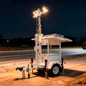 Quick Deploy Mobile Solar Security Trailer with 6m Mast IP65 Waterproof LED Lights for Events Monitoring