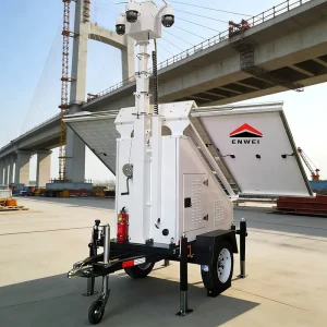 Quick Deployment Solar CCTV Security Trailer with IP65 Waterproof 6m Mast Steel Body for Road Construction Monitoring