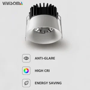 RD03005 High CRI Aluminum Modern LED Ceiling Recessed Spotlight COB with Anti Glare Reflector 3W-12W for Indoor Display Lighting