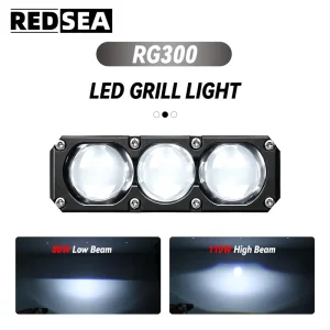 REDSEA RG300 110W Bi-LED Car Grill Beam Projector Lens High Low Beam Led Fog Driving Lights Dual Fan Luces Para Parrilla Auto