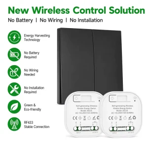 RF433 Self Powered Wireless Switch Kinetic Energy No Battery No Wiring Smart Lighting OEM ODM Factory