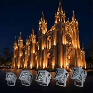 RGB Color-Changing Outdoor Square LED Flood Light with IP66 Rating for Building Facade Lighting Smart DMX512/TTL Control