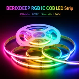 RGB IC 432 LEDs/m 12V 10mm COB LED Strip Smart Adjustable Magic Color Dotless Dynamic App Control for Home Decoration