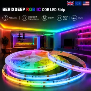 RGB IC 720leds m 12V 12mm COB LED Strip Breakpoint Transmission Smart Magic Color Dynamic WS2811 Addressable for TV Background