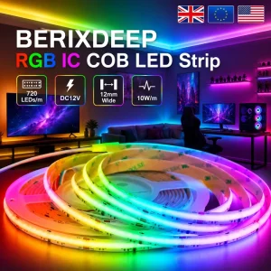 RGB IC 720leds m 12V 12mm COB LED Strip Smart Magic Color Dynamic WS2811 Addressable Dotless for Commercial Decoration
