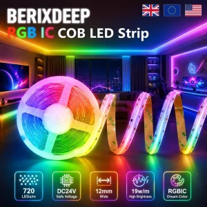 RGB IC 720leds m 24V 12mm COB LED Strip Dynamic Magic Color Smart WS2811 Self adhesive Addressable for Gaming Room KTV
