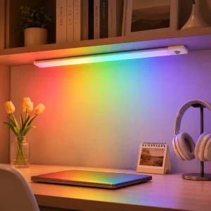 RGB LED Cabinet Light PIR Motion Sensor Rechargeable Magnetic Under Cabinet Lamp for Closet Kitchen