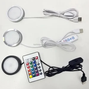 RGB LED Puck Lights with Remote for Bambu 3d Printer Led Light Kit 001 Round Cabinet Light DIY Puck Lamp Dimmer Switch