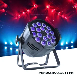 RGBWAUV 6 in 1 LED Indoor Par Light Spotlight with 25 Beam Angle 6000K Daylight Wireless DMX512 Control and E27 Bulb Base