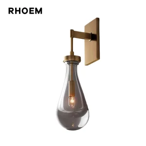 RHOEM Rain Outdoor Sconce Copper Glass Wall Mounted Sconce with E12 Bulb Base Soft Warm White Light for Bedroom Modern Decor